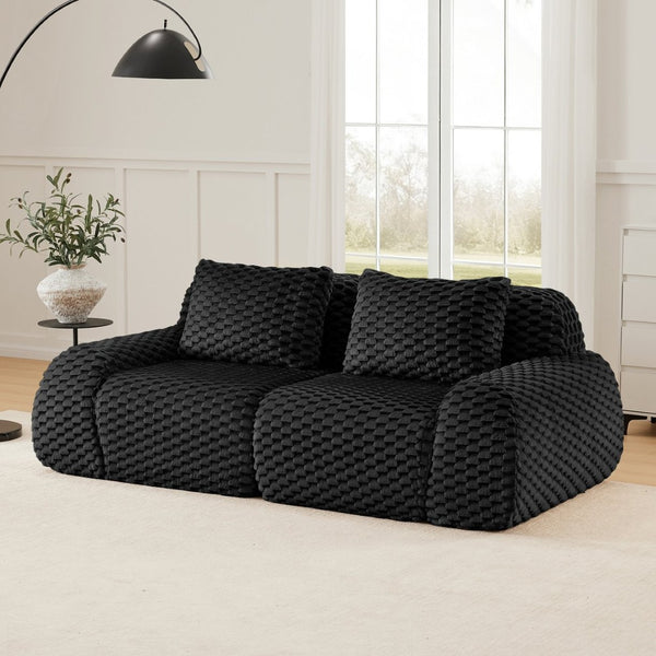 English Elm 82" Modular Sectional Sofa Flannelette Upholstery Deep Seat No Assembly Living Room Black W714P377097