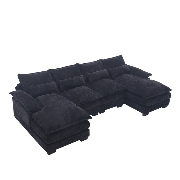 English Elm United U-Shaped Sectional Sofa - Oversized Four-Seater With Soft Chenille, Durable Wood Frame & Comfort W1568S00134-GIGA