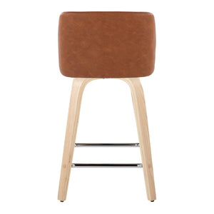 English Elm Fixed-height Swivel Counterstools Faux Leather Seat Wood Frame Chrome Footrest Set B202S01769
