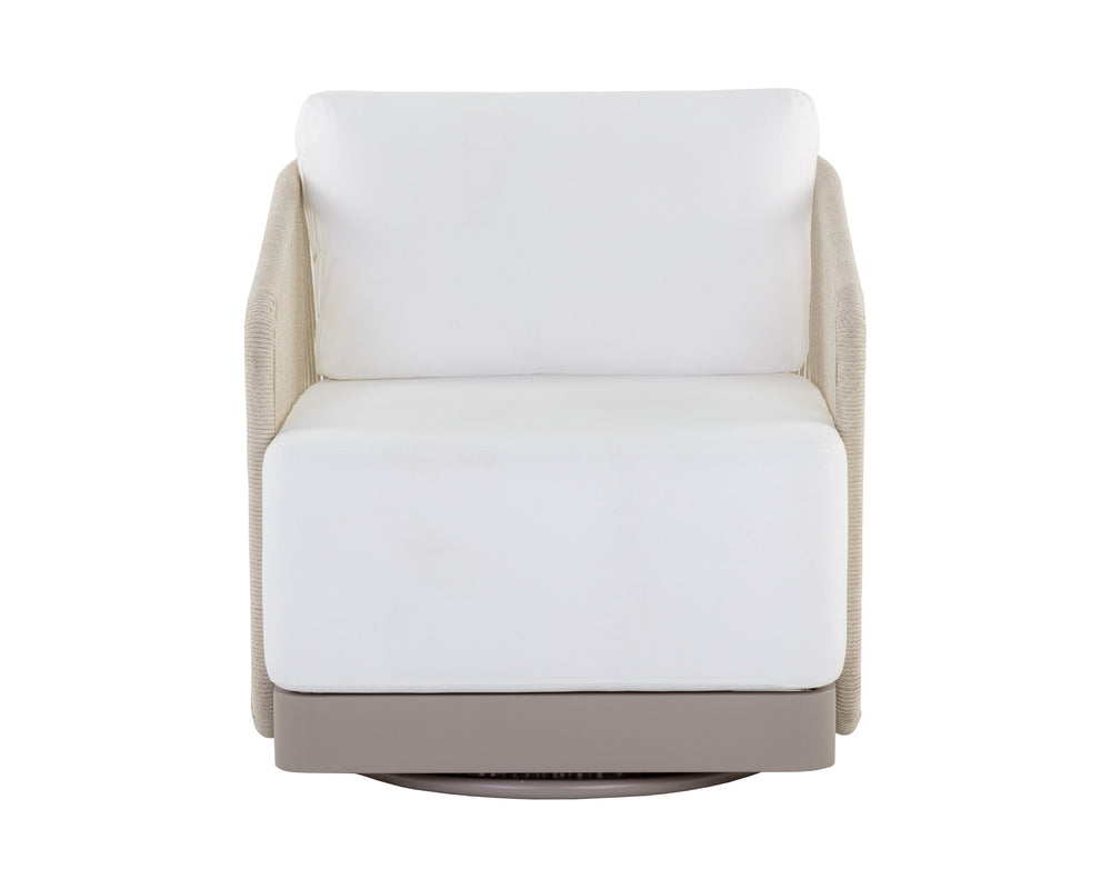 Sunpan Allariz Swivel Armchair - Modern Outdoor Seating with UV Resistant Fabric and Durable Aluminum Frame Greige / Stinson White