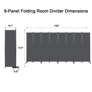 English Elm Room Divider 8 Panel Freestanding Polyester Privacy Screen for Office or Bedroom W419P442193