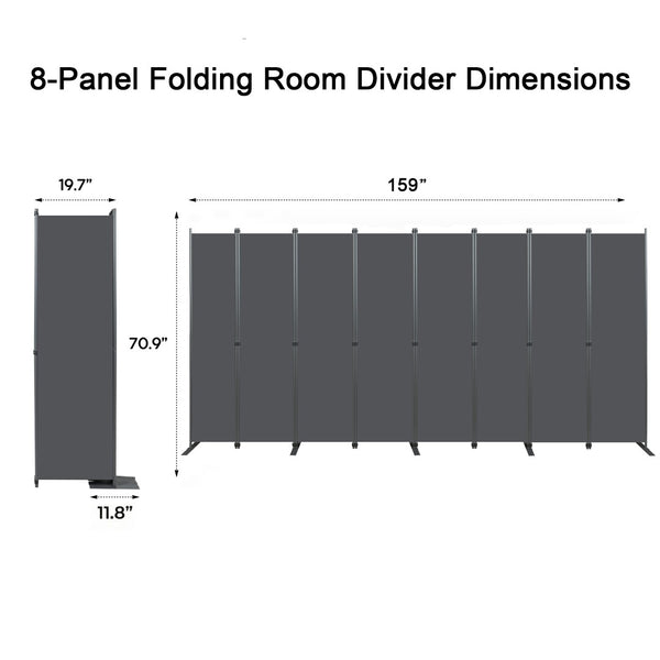 English Elm Room Divider 8 Panel Freestanding Polyester Privacy Screen for Office or Bedroom W419P442193