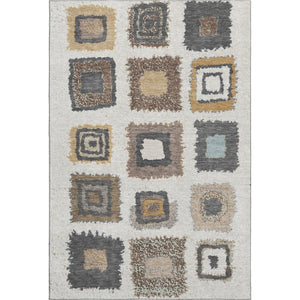 HomeRoots 8' Modern Geometric Washable Round Rug in Ivory, Gray & Brown - UV Protected, Non-Slip & Stain Resistant 711002