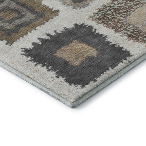 HomeRoots 8' Modern Geometric Washable Round Rug in Ivory, Gray & Brown - UV Protected, Non-Slip & Stain Resistant 711002