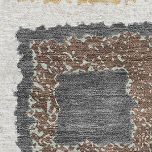 HomeRoots 8' Modern Geometric Washable Round Rug in Ivory, Gray & Brown - UV Protected, Non-Slip & Stain Resistant 711002