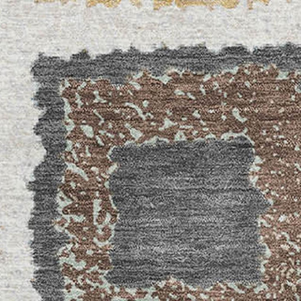 HomeRoots 8' Modern Geometric Washable Round Rug in Ivory, Gray & Brown - UV Protected, Non-Slip & Stain Resistant 711002