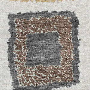 HomeRoots 8' Modern Geometric Washable Round Rug in Ivory, Gray & Brown - UV Protected, Non-Slip & Stain Resistant 711002