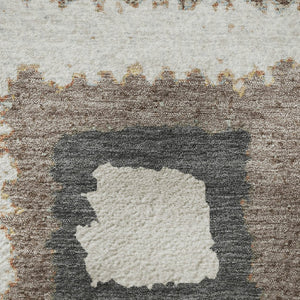 HomeRoots 8' X 10' Geometric Washable Area Rug in Ivory Gray & Brown - Durable, Easy-Care, UV-Protected Design 711003