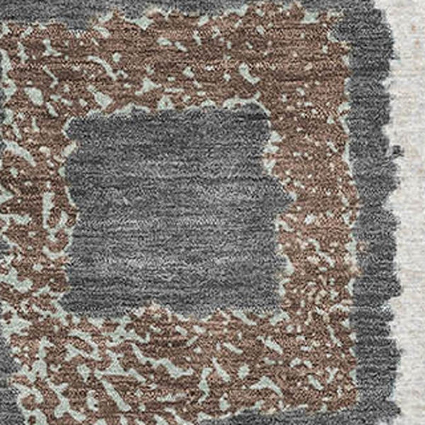 HomeRoots 9' X 12' Geometric Area Rug in Ivory, Gray & Brown - Stain Resistant, UV Protected, Easy Care! 711004