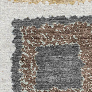 HomeRoots 10' X 14' Modern Ivory Gray Brown Geometric Area Rug – Stain Resistant, UV Protected for Homes 711005