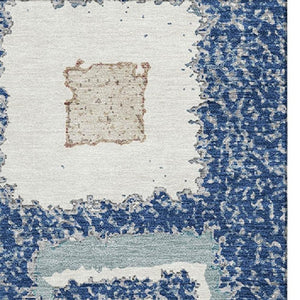 HomeRoots 5' X 8' Navy Blue Geometric Area Rug – Washable, UV Protected, Stain Resistant for Modern Homes 711007