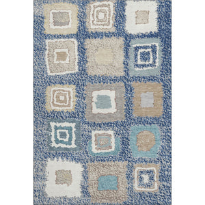 HomeRoots 9' X 12' Geometric Navy Blue Ivory Beige Area Rug - Washable, UV Protected & Stain Resistant Design 711010