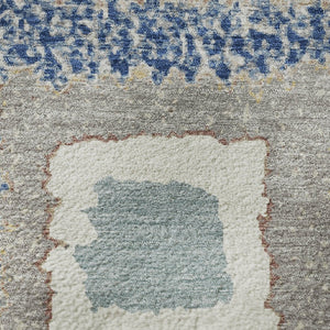 HomeRoots 10' Navy Blue Geometric Area Rug – Washable, Stain Resistant, UV Protected for Homes with Kids & Pets 711011