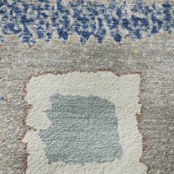 HomeRoots 10' Navy Blue Geometric Area Rug – Washable, Stain Resistant, UV Protected for Homes with Kids & Pets 711011