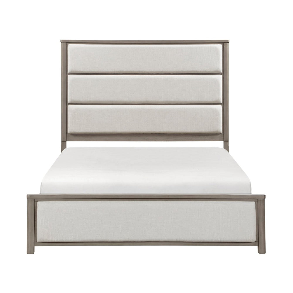 English Elm Contemporary Glam Queen Platform Bed Faux Leather Diamond Stitching Led Headboard B011S02230