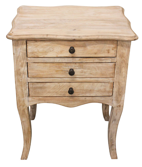 Moti Leyla 3-Drawer Nightstand White Wash  71114002A