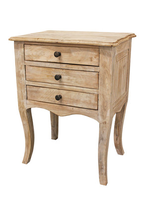 Moti Leyla 3-Drawer Nightstand White Wash  71114002A