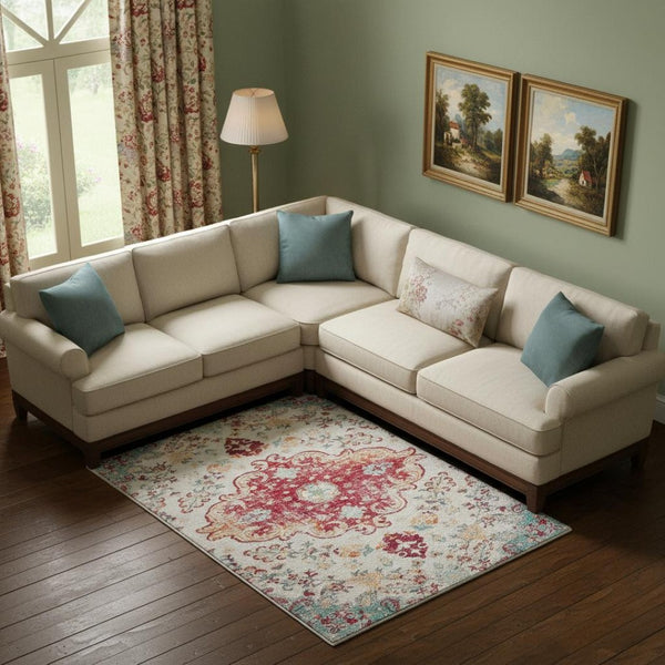 HomeRoots 8' X 10' Charcoal Floral Distressed Area Rug - Durable, Stain-Resistant Design for Busy Homes! 711158