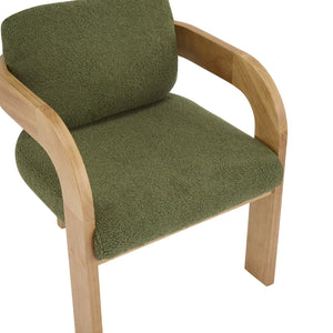 English Elm Christopher Knight Home® - 2-Pack Dining Chairs with Pillow Back and Curved Arms, Foam Seat Comfort, Sturdy Rubber Wood Frame Green,Natural N779P298399D