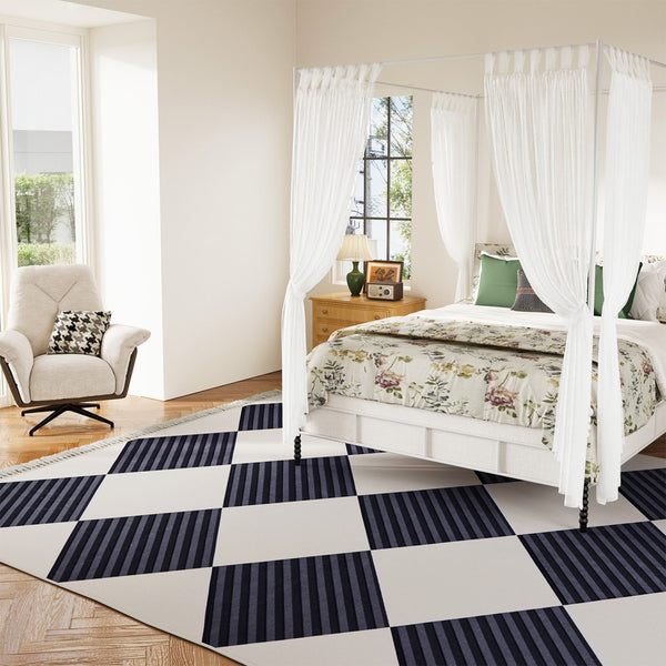 HomeRoots 8' X 10' White and Purple Diamond Area Rug - Soft, Durable, Stylish with Fringed Edges for Any Space 711171