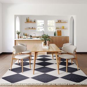 HomeRoots 8' X 10' White and Purple Diamond Area Rug - Soft, Durable, Stylish with Fringed Edges for Any Space 711171