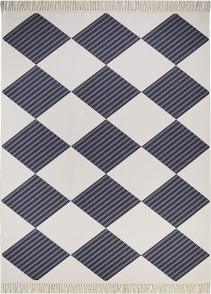 HomeRoots 8' X 10' White and Purple Diamond Area Rug - Soft, Durable, Stylish with Fringed Edges for Any Space 711171