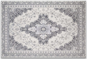 HomeRoots 3' X 5' Modern White and Charcoal Geometric Area Rug - Stylish, Stain-Resistant, Low-Pile Comfort 711181