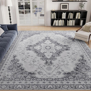 HomeRoots 3' X 5' Modern White and Charcoal Geometric Area Rug - Stylish, Stain-Resistant, Low-Pile Comfort 711181