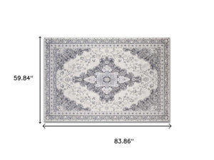 HomeRoots 3' X 5' Modern White and Charcoal Geometric Area Rug - Stylish, Stain-Resistant, Low-Pile Comfort 711181
