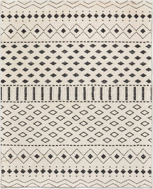 HomeRoots 8' X 10' White and Charcoal Geometric Area Rug - Modern, Durable, Non-Slip, Perfect for Busy Homes 711183