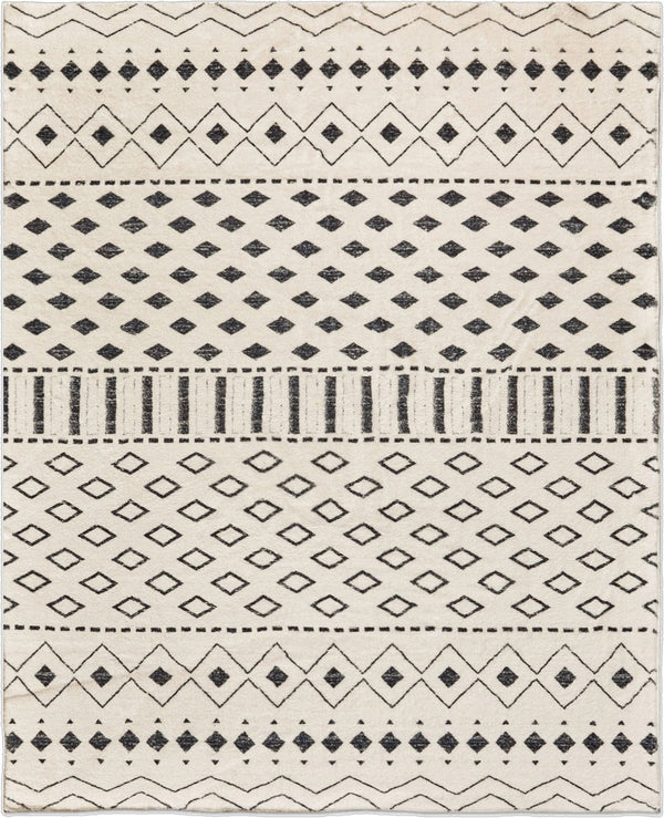 HomeRoots 8' X 10' White and Charcoal Geometric Area Rug - Modern, Durable, Non-Slip, Perfect for Busy Homes 711183
