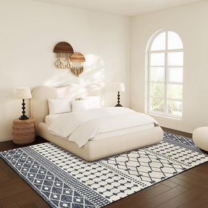 HomeRoots 8' X 10' Beige and White Crosshatch Distressed Area Rug - Modern, Durable Design for Every Room 711184