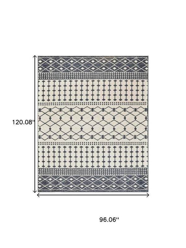 HomeRoots 8' X 10' Beige and White Crosshatch Distressed Area Rug - Modern, Durable Design for Every Room 711184