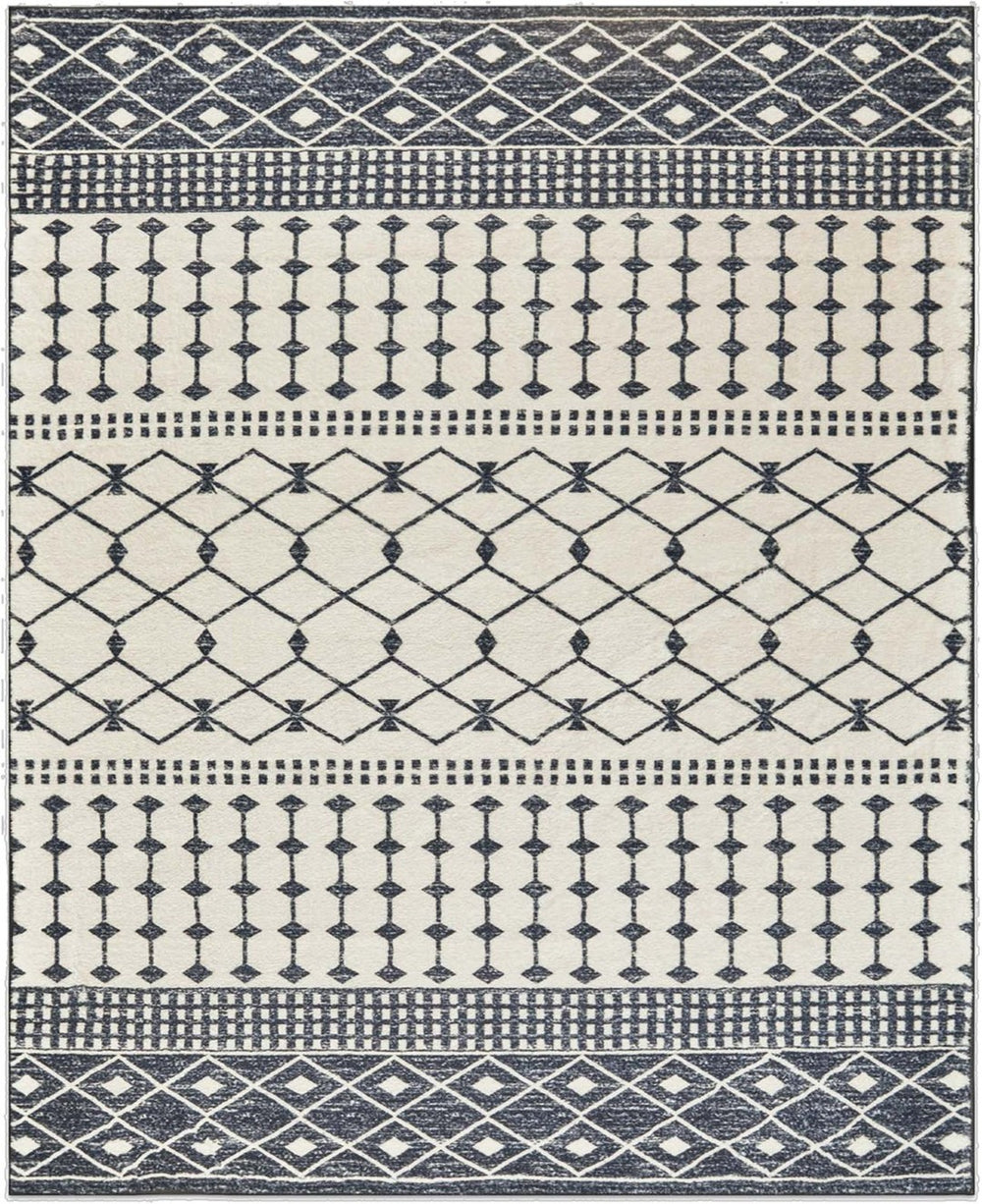 HomeRoots 8' X 10' Beige and White Crosshatch Distressed Area Rug - Modern, Durable Design for Every Room 711184