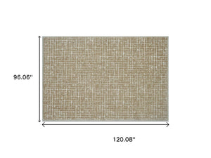 HomeRoots 8' X 10' Modern Crosshatch Area Rug in Ivory, Navy Blue & Rust – Durable, Stylish, Pet-Friendly Design 711185
