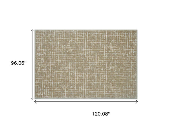HomeRoots 8' X 10' Modern Crosshatch Area Rug in Ivory, Navy Blue & Rust – Durable, Stylish, Pet-Friendly Design 711185