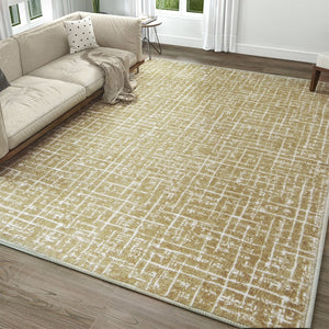 HomeRoots 8' X 10' Modern Crosshatch Area Rug in Ivory, Navy Blue & Rust – Durable, Stylish, Pet-Friendly Design 711185