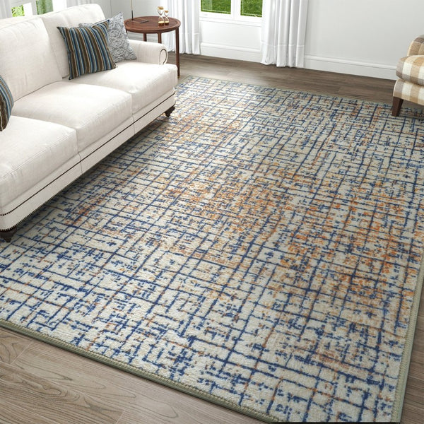 HomeRoots 8' Light Gray & Charcoal Southwestern Area Rug – Stylish, Stain-Resistant, Perfect for Busy Homes! 711186