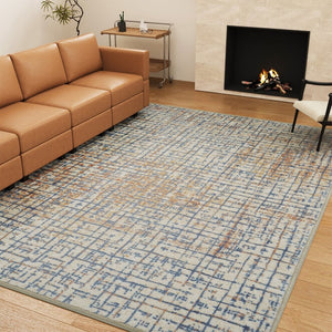 HomeRoots 8' Light Gray & Charcoal Southwestern Area Rug – Stylish, Stain-Resistant, Perfect for Busy Homes! 711186