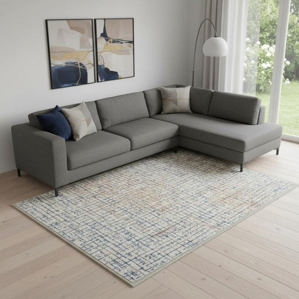 HomeRoots 8' Light Gray & Charcoal Southwestern Area Rug – Stylish, Stain-Resistant, Perfect for Busy Homes! 711186