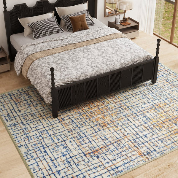 HomeRoots 8' Light Gray & Charcoal Southwestern Area Rug – Stylish, Stain-Resistant, Perfect for Busy Homes! 711186