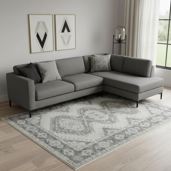 HomeRoots 8' Olive Green & Beige Crosshatch Area Rug - Stylish, Durable, Stain-Resistant for High-Traffic Spaces 711187