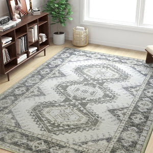 HomeRoots 8' Olive Green & Beige Crosshatch Area Rug - Stylish, Durable, Stain-Resistant for High-Traffic Spaces 711187