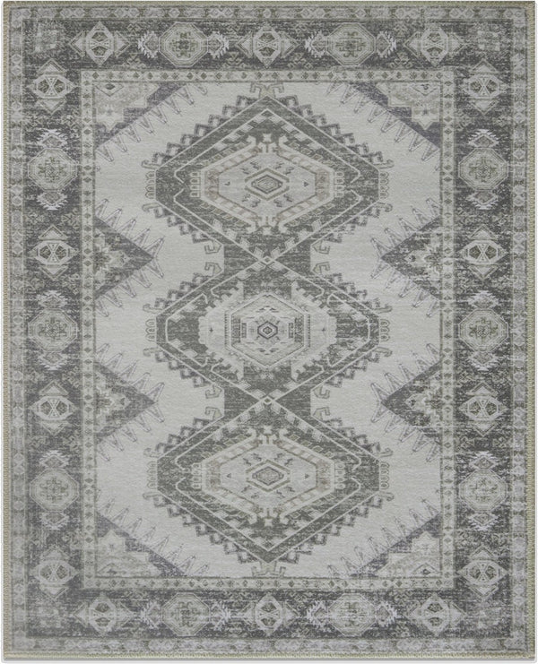 HomeRoots 8' Olive Green & Beige Crosshatch Area Rug - Stylish, Durable, Stain-Resistant for High-Traffic Spaces 711187