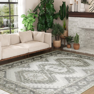 HomeRoots 8' Olive Green & Beige Crosshatch Area Rug - Stylish, Durable, Stain-Resistant for High-Traffic Spaces 711187