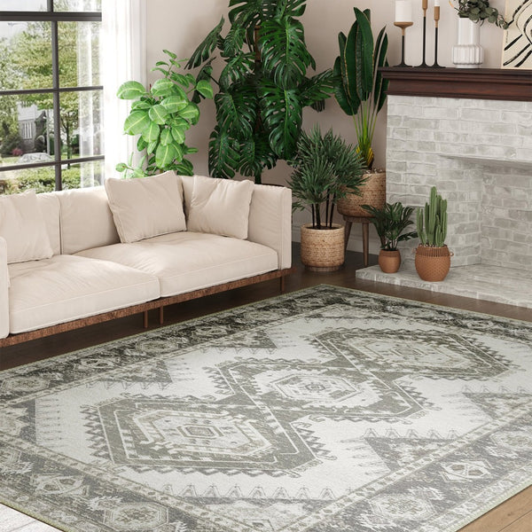 HomeRoots 8' Olive Green & Beige Crosshatch Area Rug - Stylish, Durable, Stain-Resistant for High-Traffic Spaces 711187