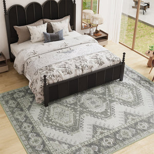 HomeRoots 8' Olive Green & Beige Crosshatch Area Rug - Stylish, Durable, Stain-Resistant for High-Traffic Spaces 711187