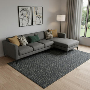 HomeRoots 8' X 10' Blue and Ivory Southwestern Distressed Area Rug – Durable, Stylish, Stain-Resistant Design for Homes 711188