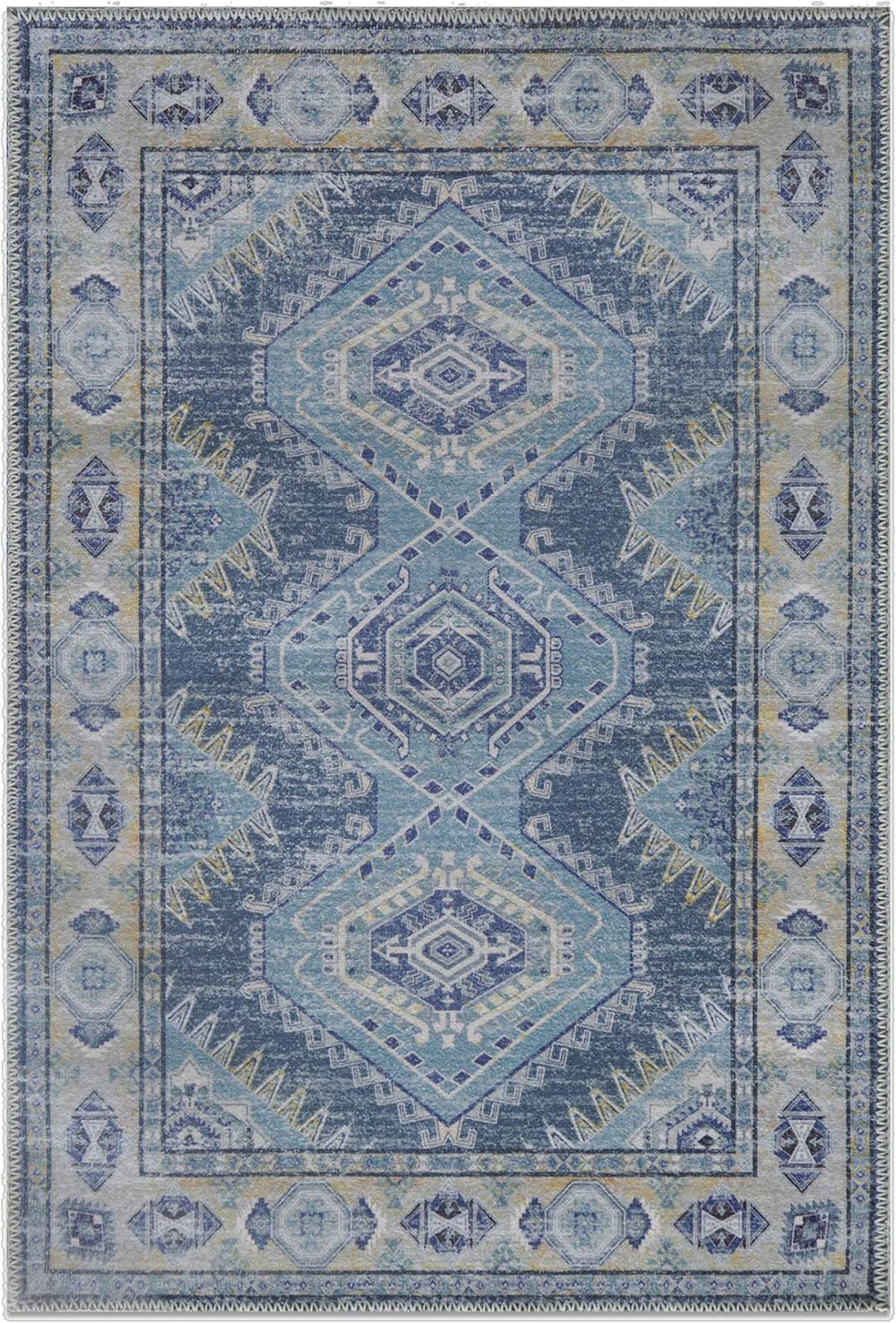 HomeRoots 8' X 10' Southwestern Distressed Area Rug - Beige & Ivory, Durable, Stain-Resistant, Low-Pile Comfort 711189