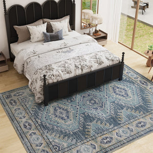 HomeRoots 8' X 10' Southwestern Distressed Area Rug - Beige & Ivory, Durable, Stain-Resistant, Low-Pile Comfort 711189